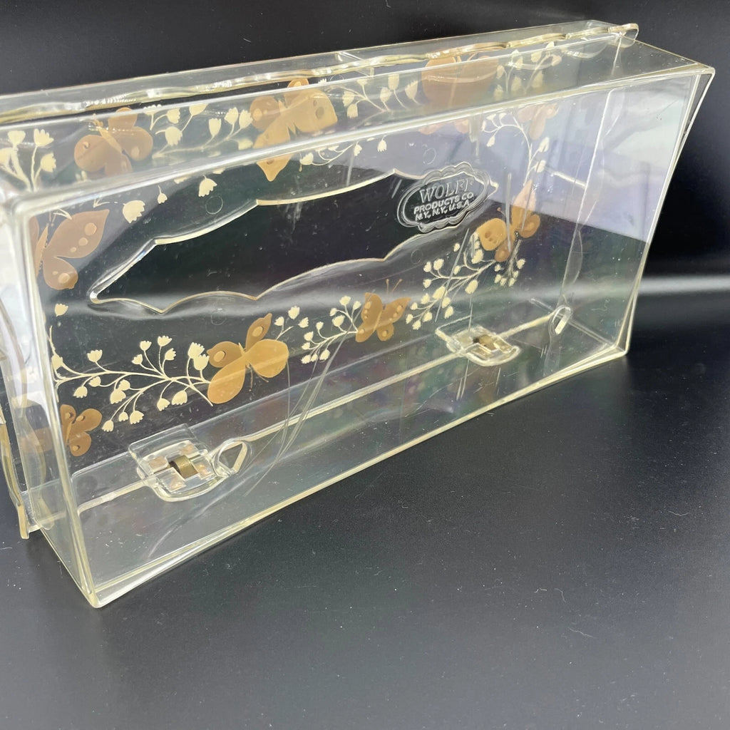 Vtg Acrylic Clear Tissue Box Cover Holder with Hinged Lid Butterflies Wolff | eBay
