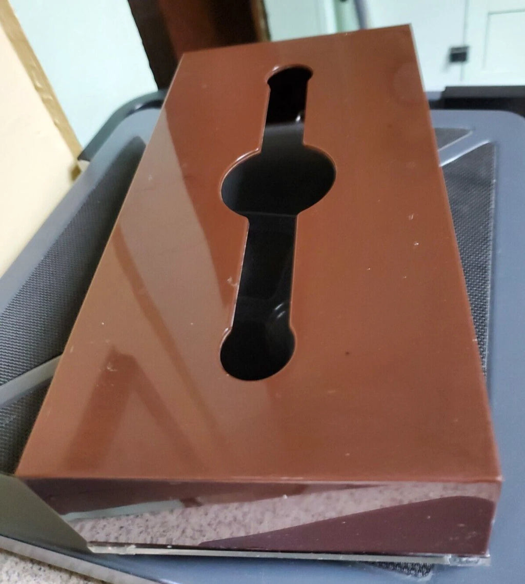 VINTAGE MCM TISSUE BOX HOLDER BROWN ACRYLIC LUCITE | eBay