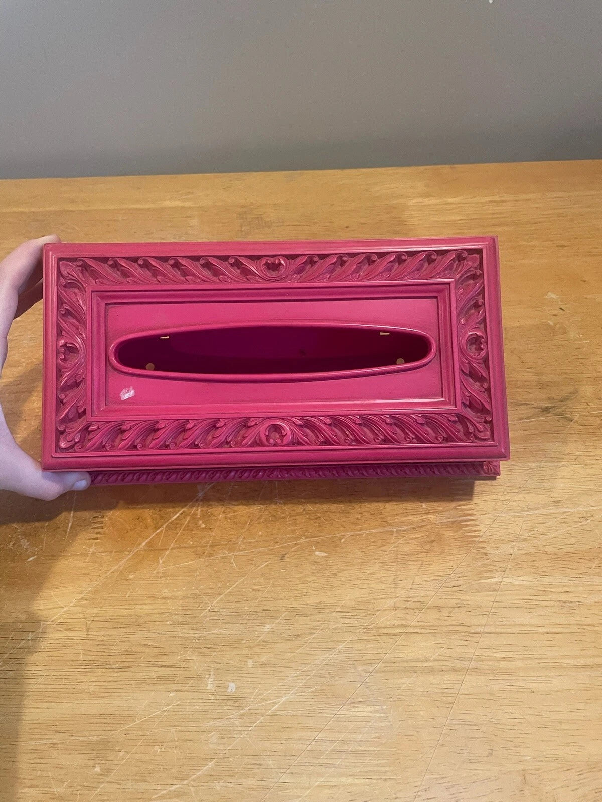 Vintage Syroco Plastic Pink Facial Tissue Box Holder Vanity Scroll Pattern | eBay