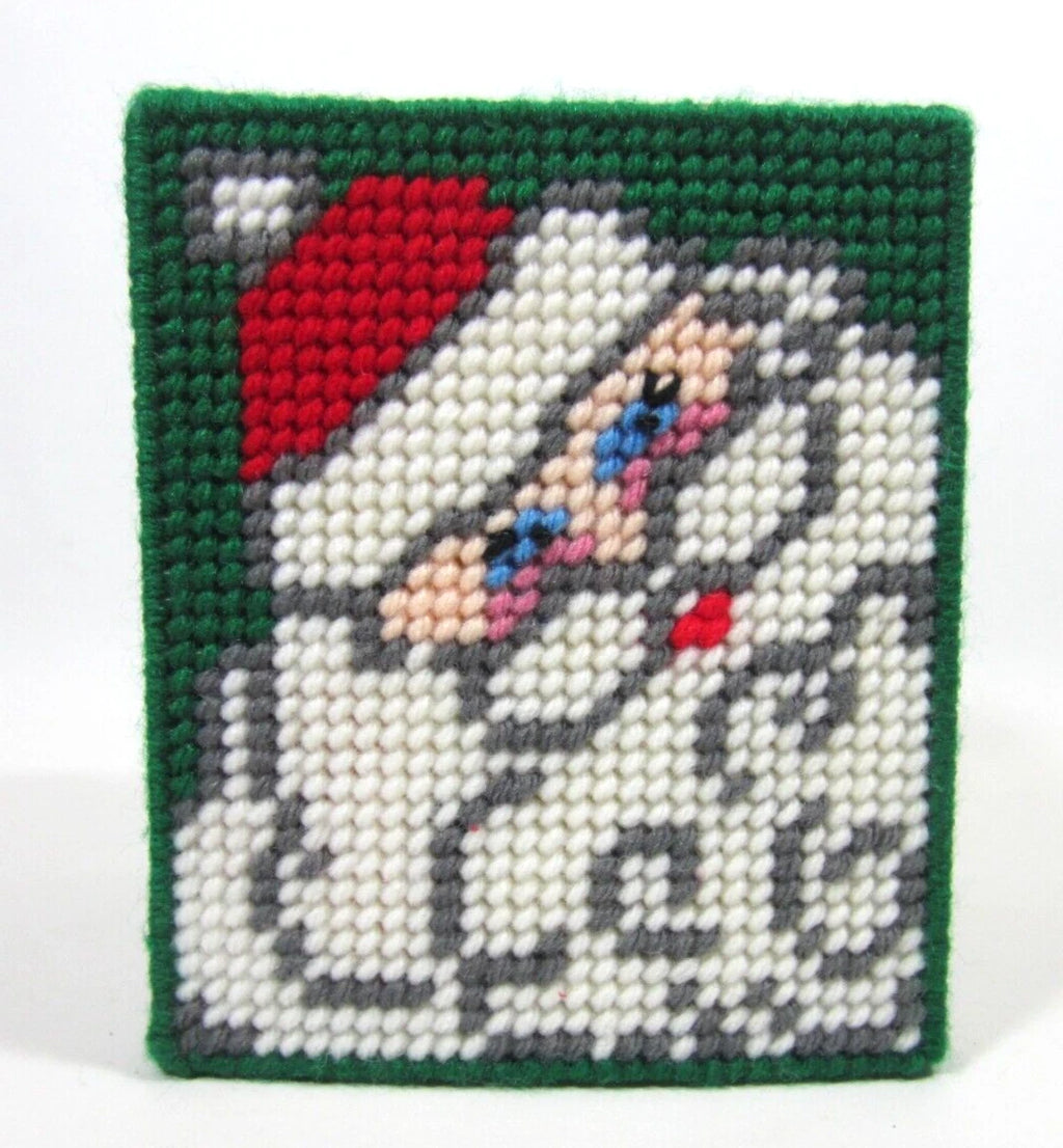Vintage Handmade Needlepoint Christmas Tissue Box Cover Santa Claus Square MINTY | eBay