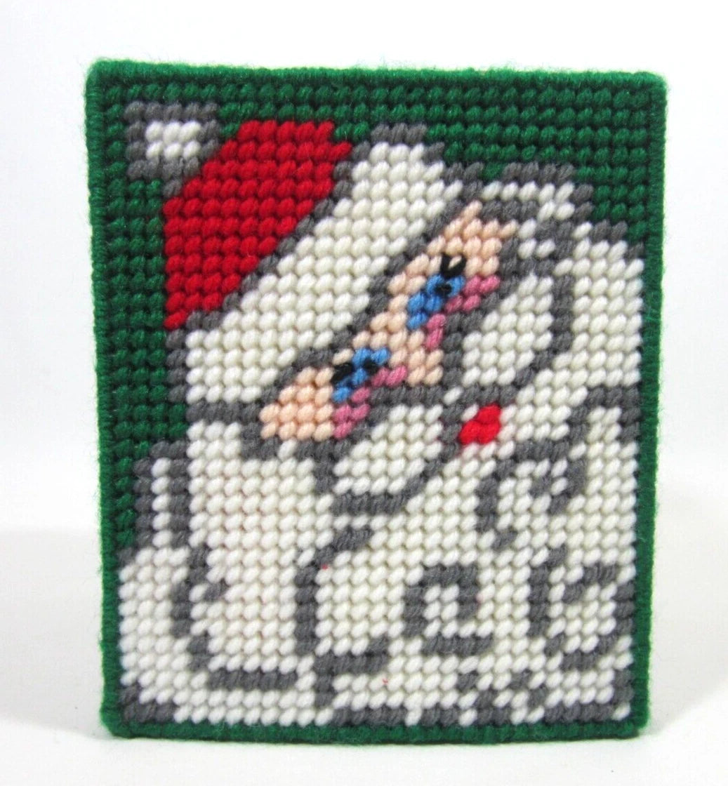 Vintage Handmade Needlepoint Christmas Tissue Box Cover Santa Claus Square MINTY | eBay