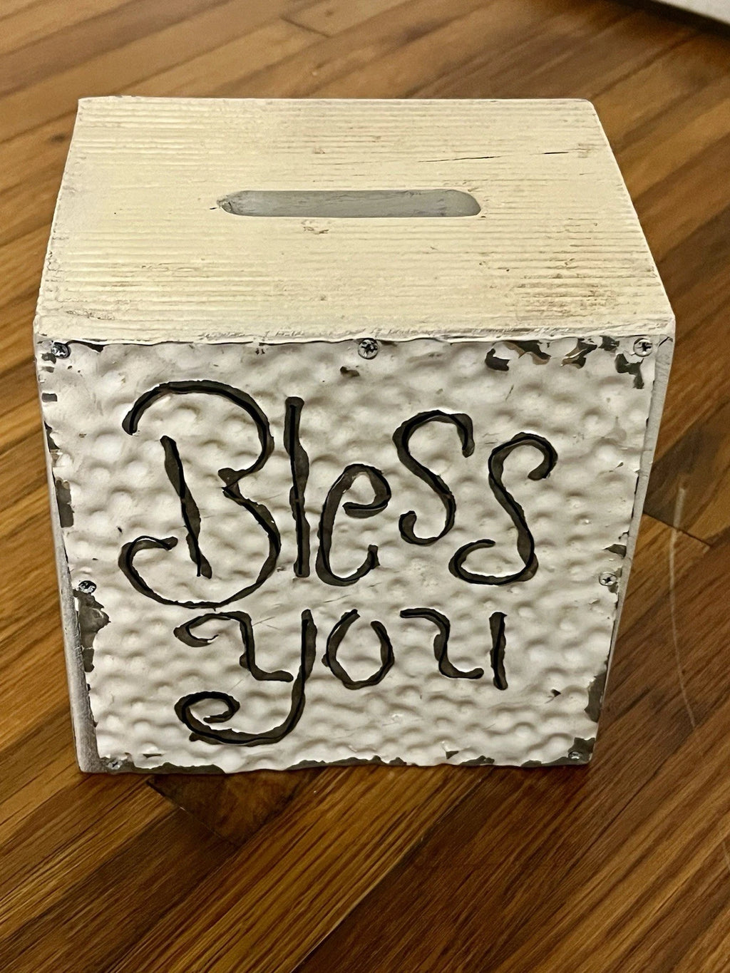 Vintage Wood Metal Bless You Tissue Box Cube Signed Kathleen Wedemeyer 6 X 6” | eBay