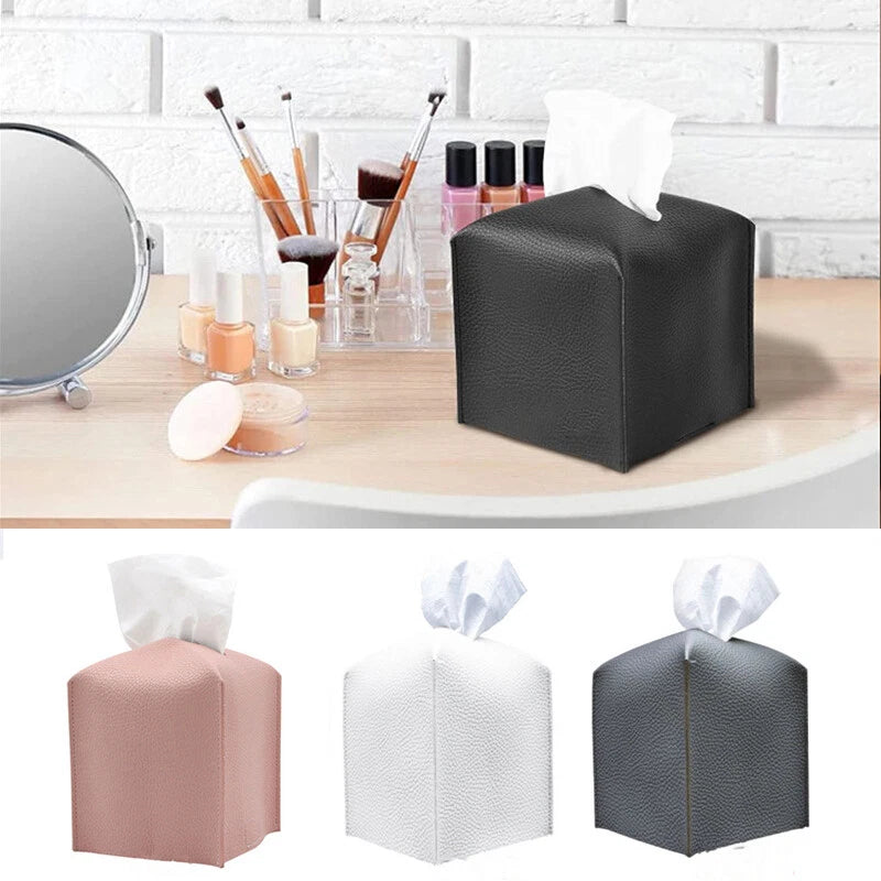 Tissue Holder Tissue Case Paper Box Paper Holder Leather Tissue Box Home Square | eBay