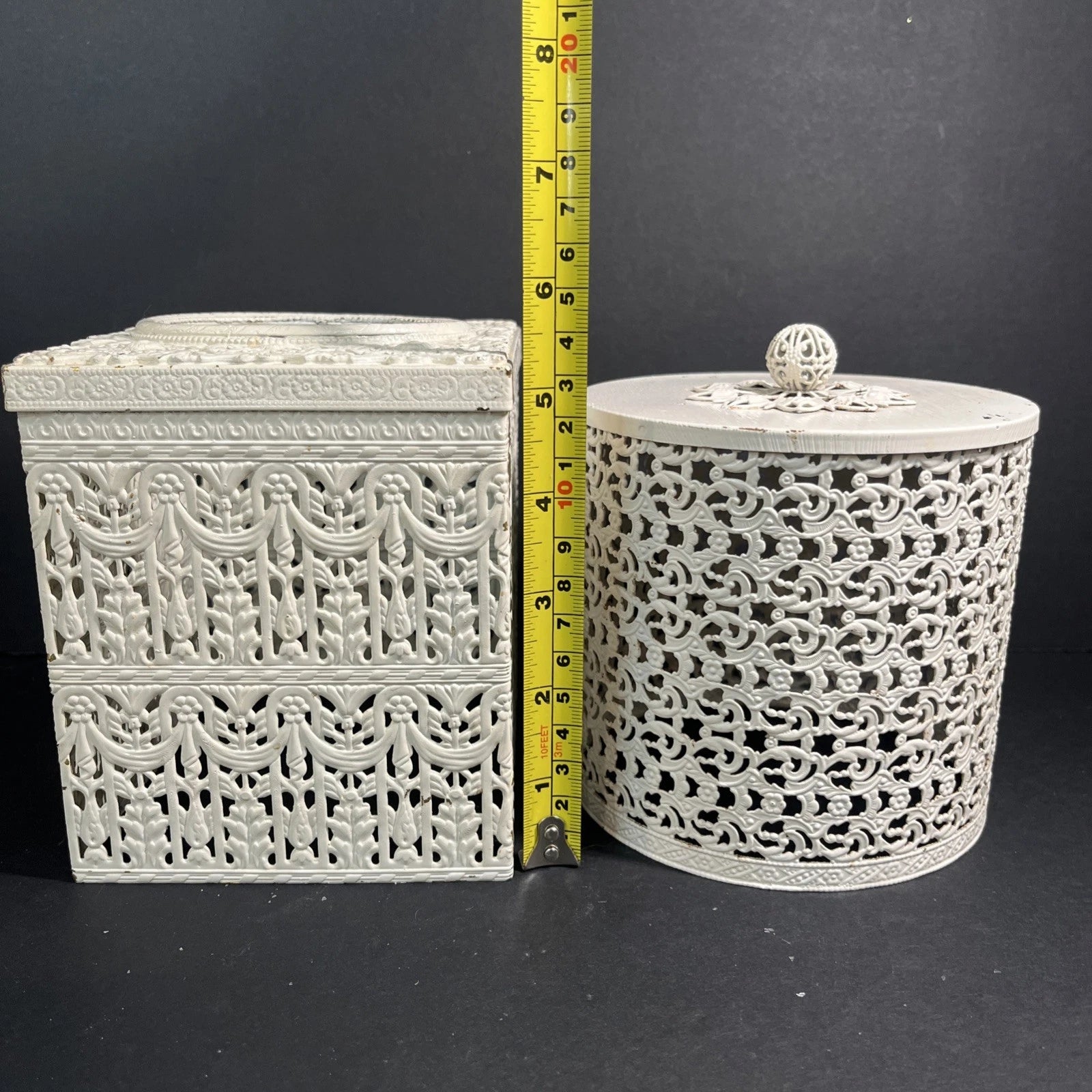 Vtg Fancy Farmhouse Tissue Box Cover & Toilet Paper Roll Cover Metal Filigree | eBay