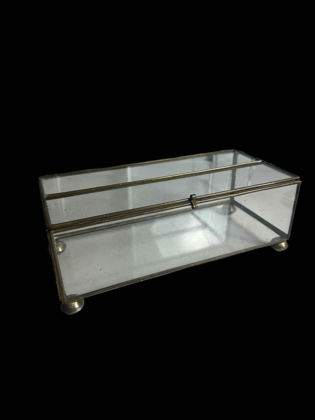 Vintage Old Brass & Glass Tissue Box, Rare | eBay