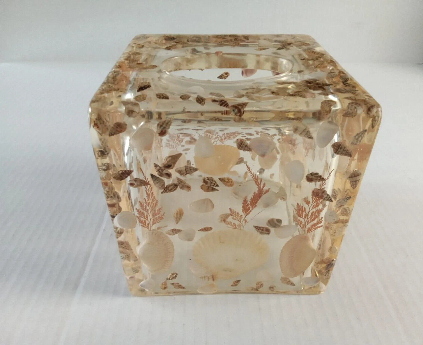 Vintage Lucite Acrylic Sea Shells Tissue Box Cover 6" Square | eBay