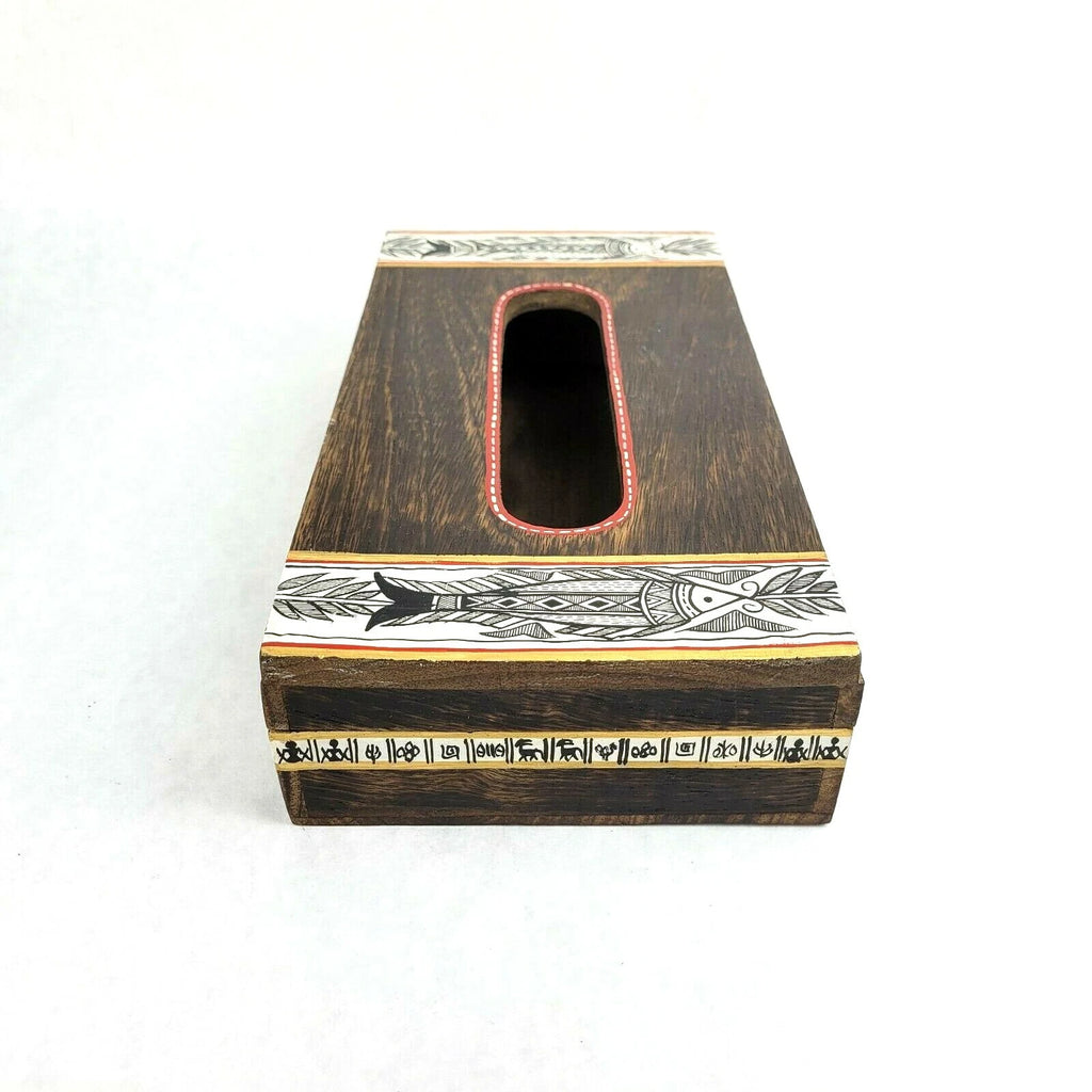Wood Tissue Box Hand Painted Holder Boho Rustic Decor Hinged Tissue Paper Holder | eBay