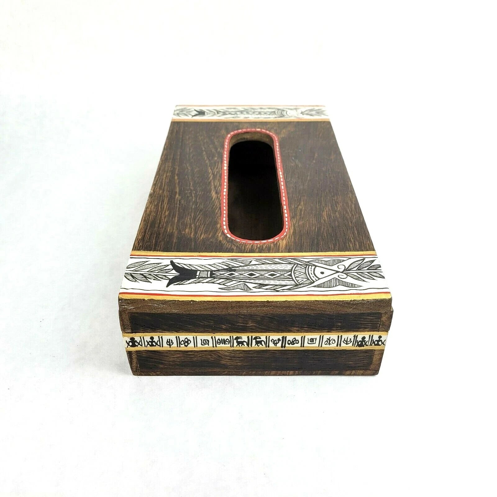 Wood Tissue Box Hand Painted Holder Boho Rustic Decor Hinged Tissue Paper Holder | eBay