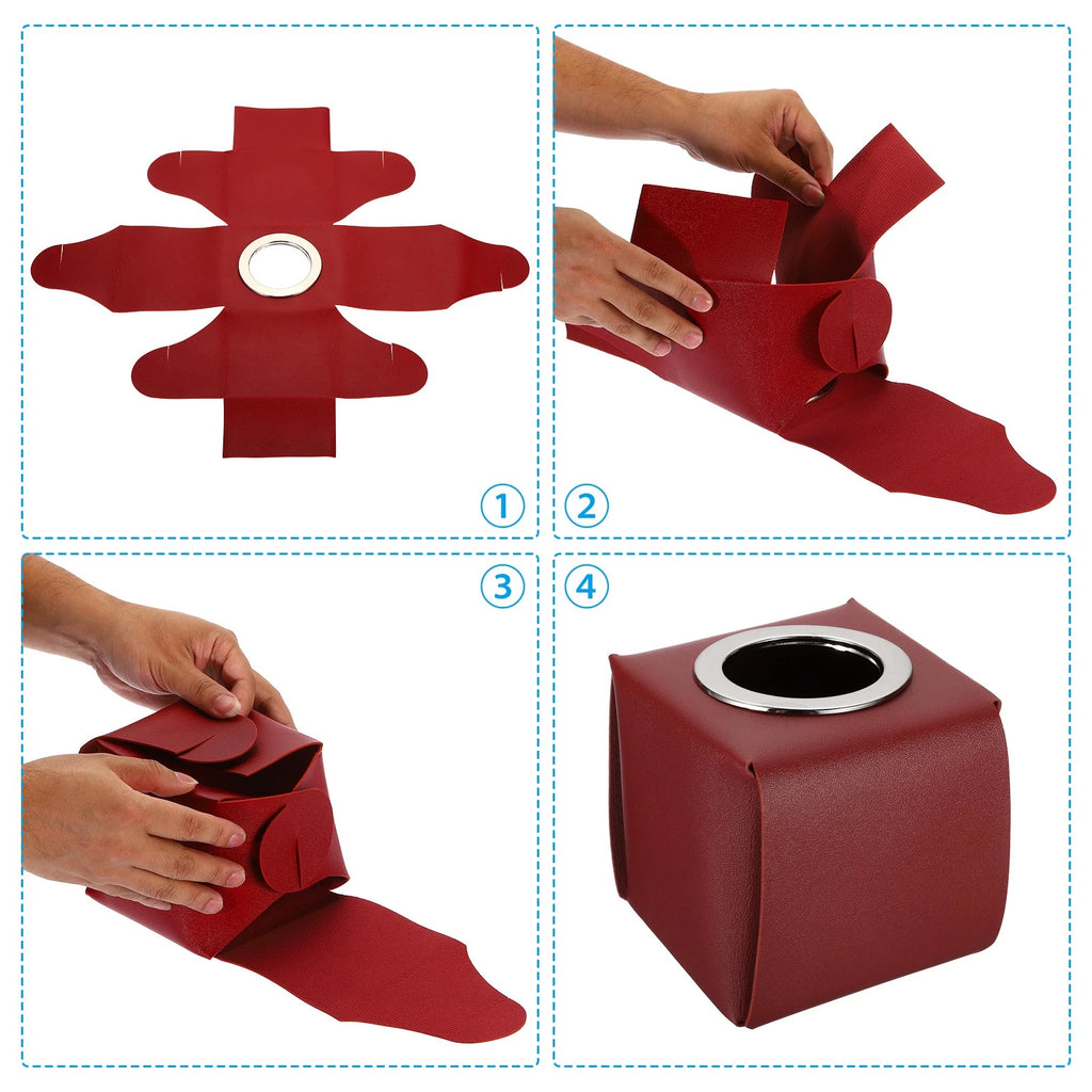 Tissue Box Cover, PU Leather Square Napkin Paper Towel Dispenser, Grey | eBay