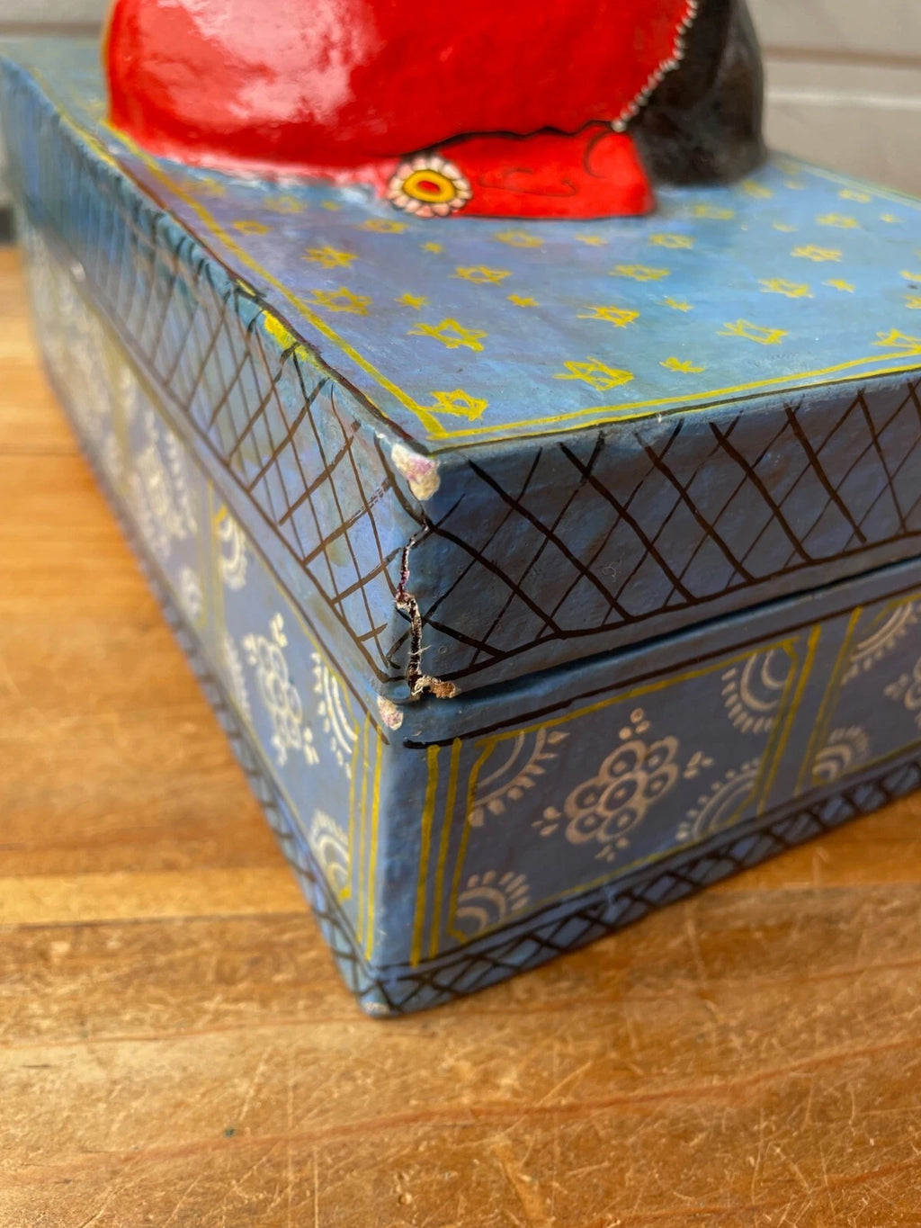 Vintage India Paper Mache Art Mask Hand Painted Handmade Tissue Box | eBay