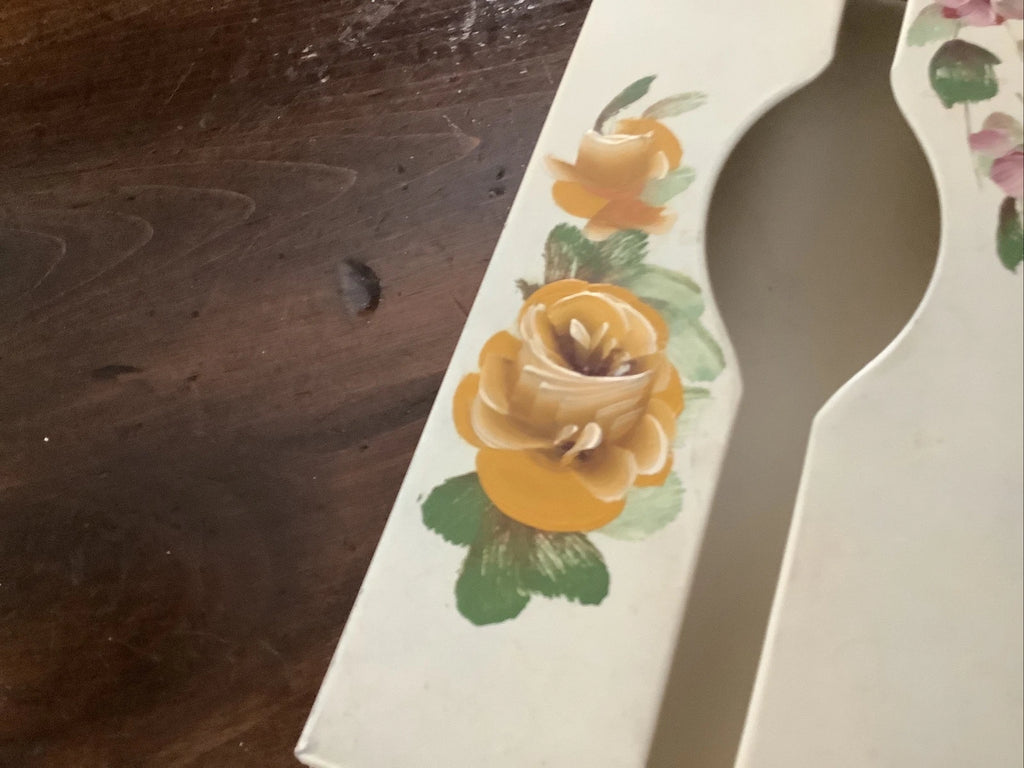 Vintage SHABBY Chic Metal TISSUE Box Holder Cover Hand Painted Flower | eBay