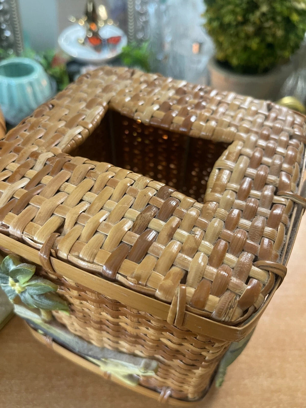 Wicker/Rattan Tropical Decor, Tissue Box /Box, Palm Tree & Hammock, Boho | eBay