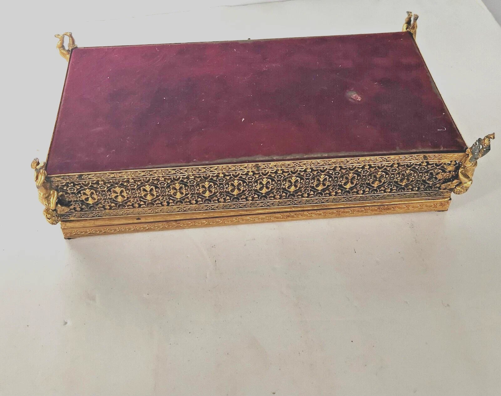 1940's Hollywood Regency Tissue Box Holder Cherub Feet Brass Filigree Gold Tone | eBay