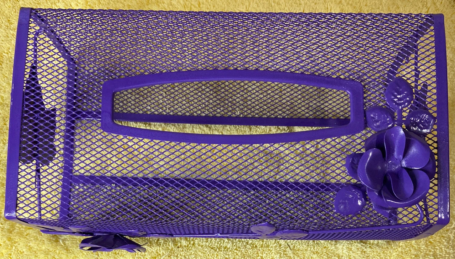 Vintage Purple Tissue Box Holder Wire Mesh Metal Purple Roses 80s Hollywood | eBay