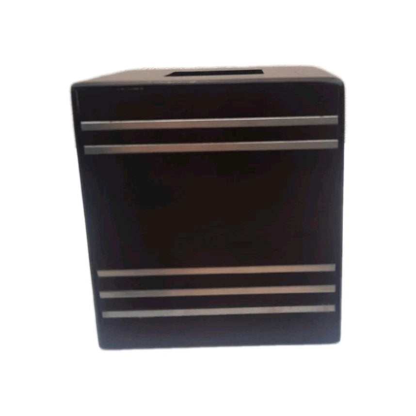 Tissue Square Box Holder Vanity Bathroom Dark Wood Brush Nickel Inlay Stripes | eBay
