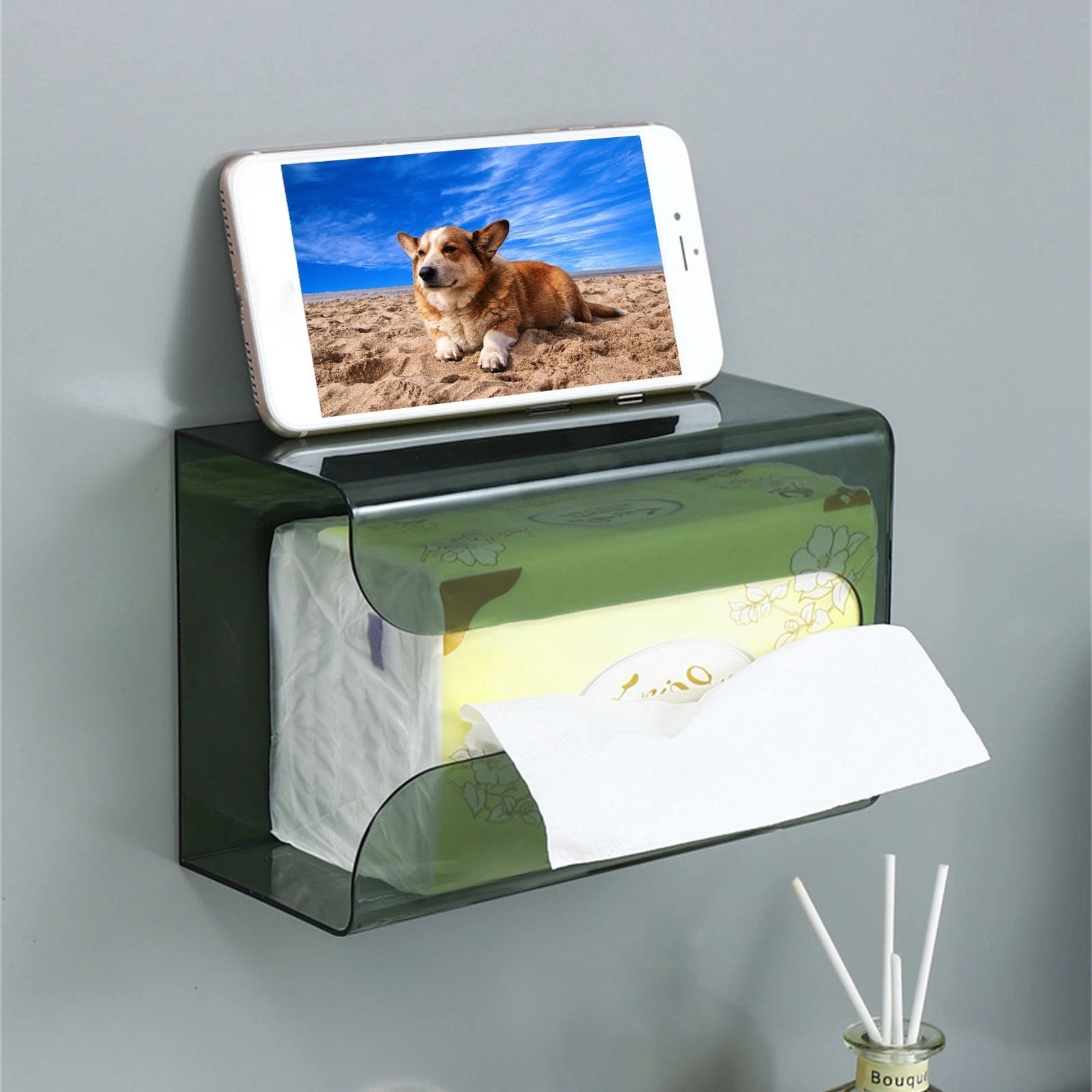 Wall Mounted Tissue Paper Cover Napkin Holder for Living Room Office Counter | eBay