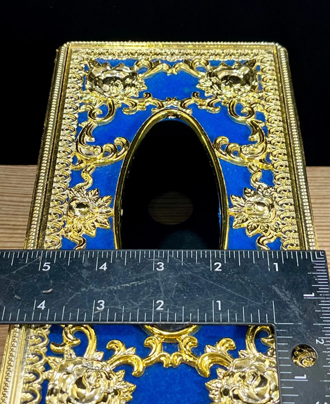 Hollywood Regency Vintage Blue & Gold Repousse Ornate Rose Tissue Box Cover | eBay