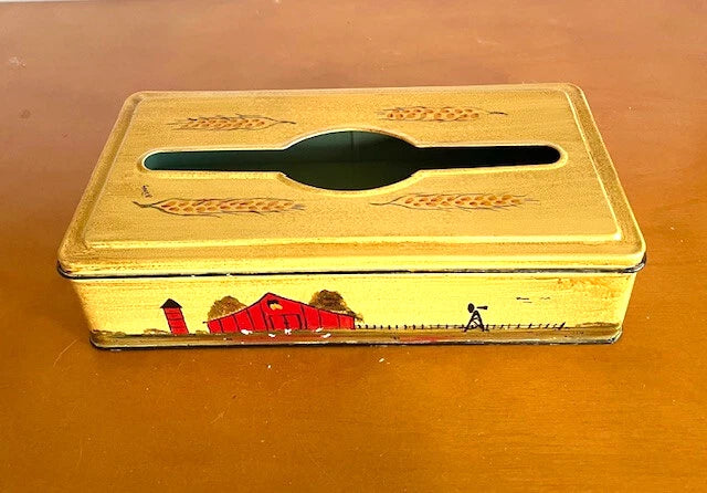 Vintage Metal Tissue Box Cover Hinged Tole Painted Wall Mount / Tabletop Signed | eBay