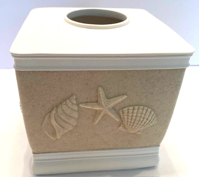 Heavy Resin Beige/Ivory Seashell Tropical/Beach 5.25" Tissue/Kleenex Box Cover | eBay