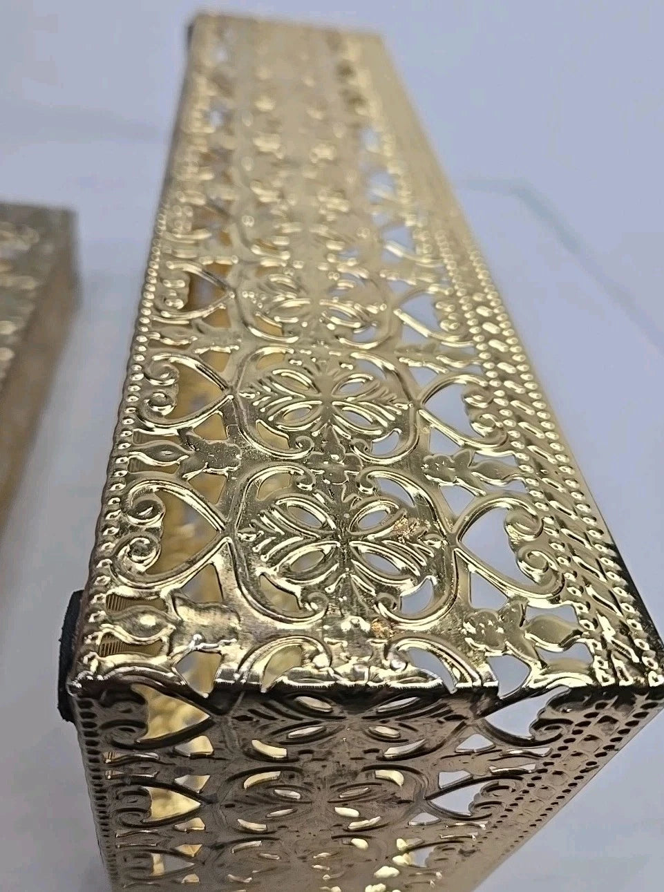 Vintage Hollywood Regency Brass Tissue Box Cover Ornate Filigree Mesh Lid Vanity | eBay