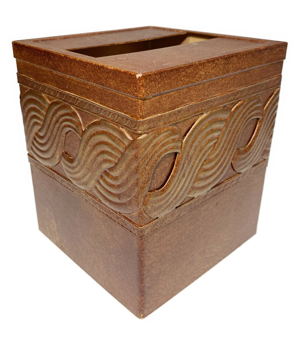 Metal Tissue Box Cover Holder Rust Brown Swirl Waves Rustic Western | eBay