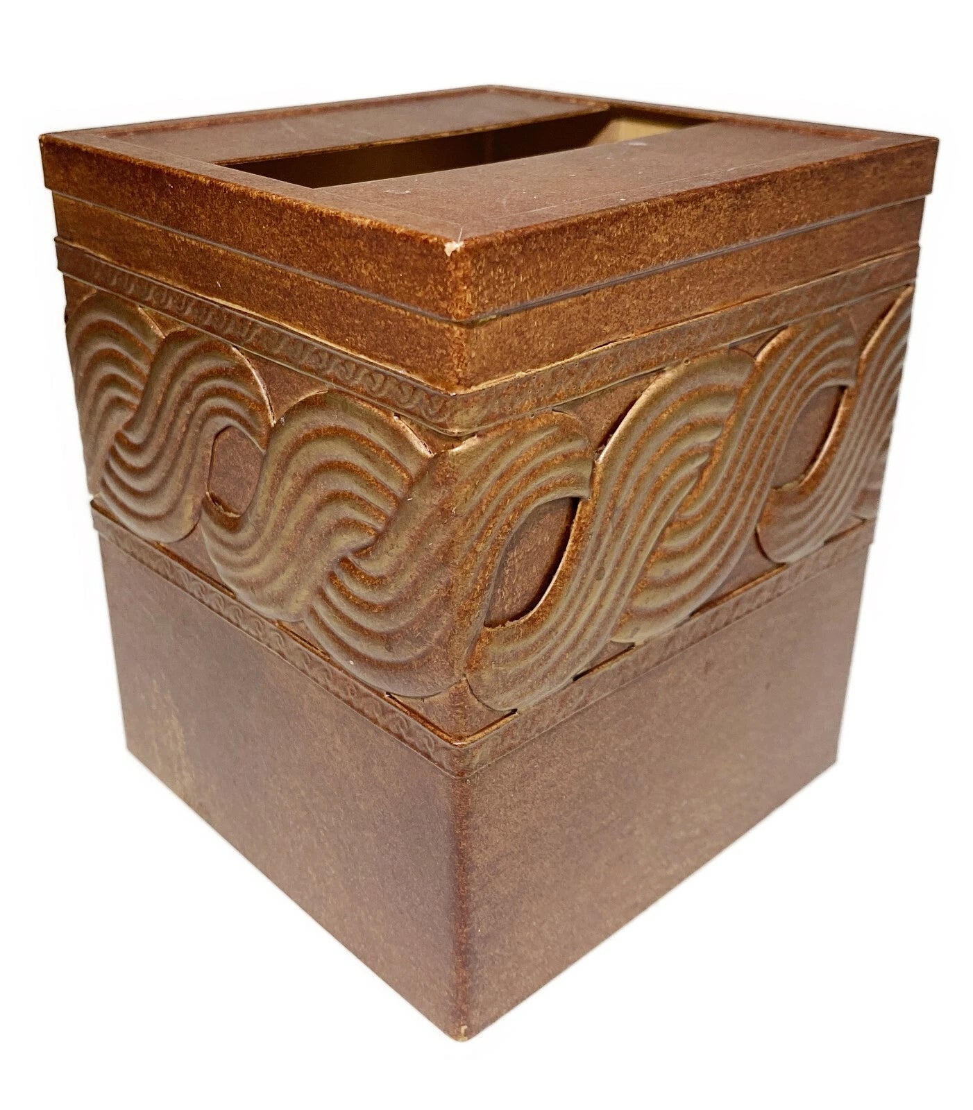 Metal Tissue Box Cover Holder Rust Brown Swirl Waves Rustic Western | eBay