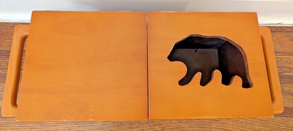 VTG Wooden Tissue Box Bear Forest Scene Rustic Cabin Decor | eBay