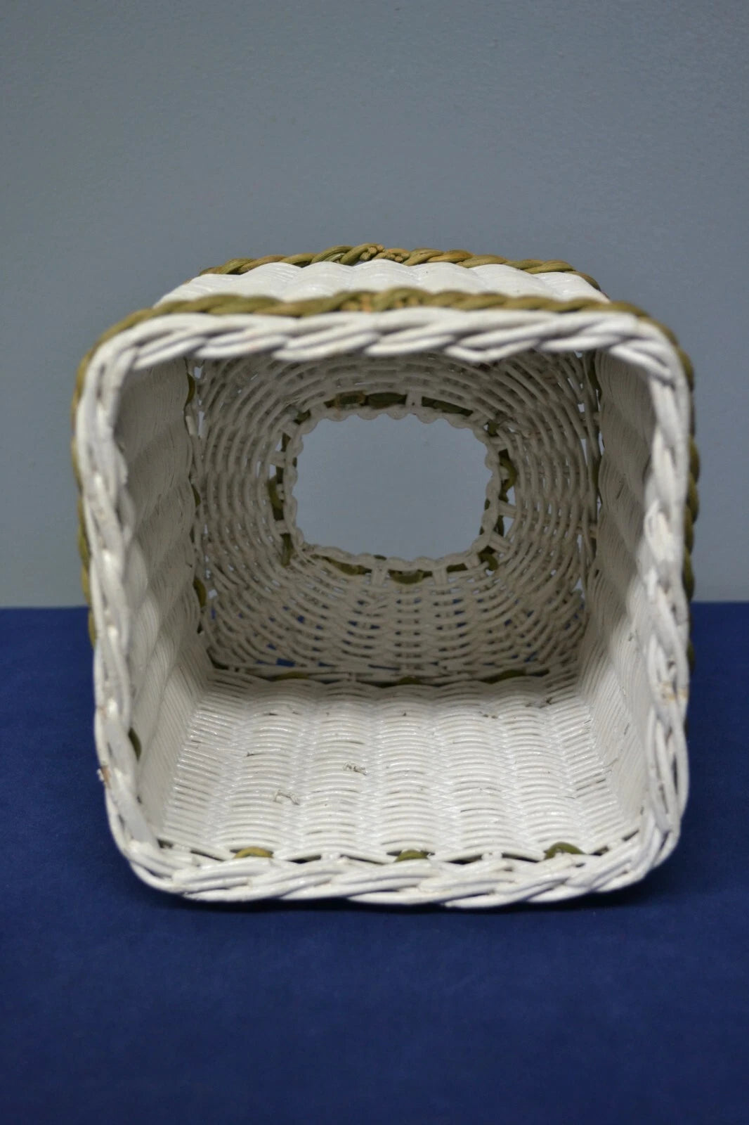 Vintage White Wicker Tissue Box Cover Bees | eBay