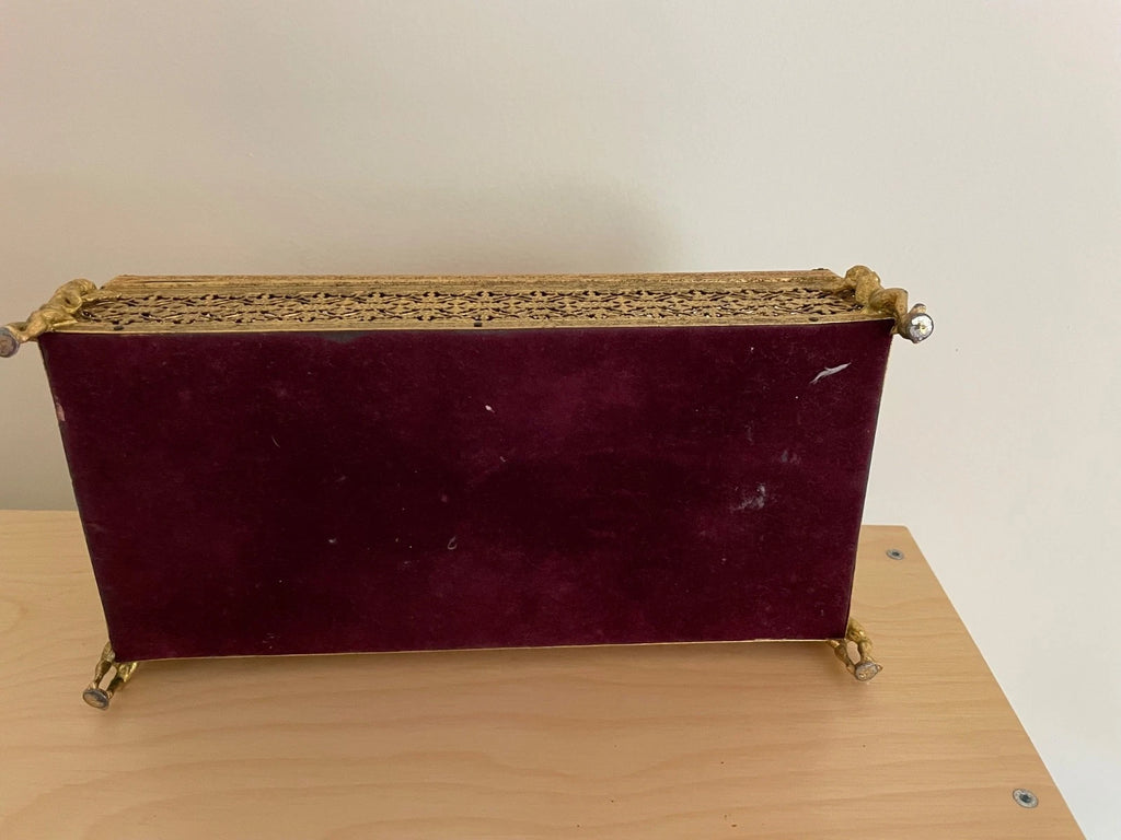 Vintage Gilt Filigree Metal Tissue Box Winged Cherub Feet Mid Century Modern | eBay