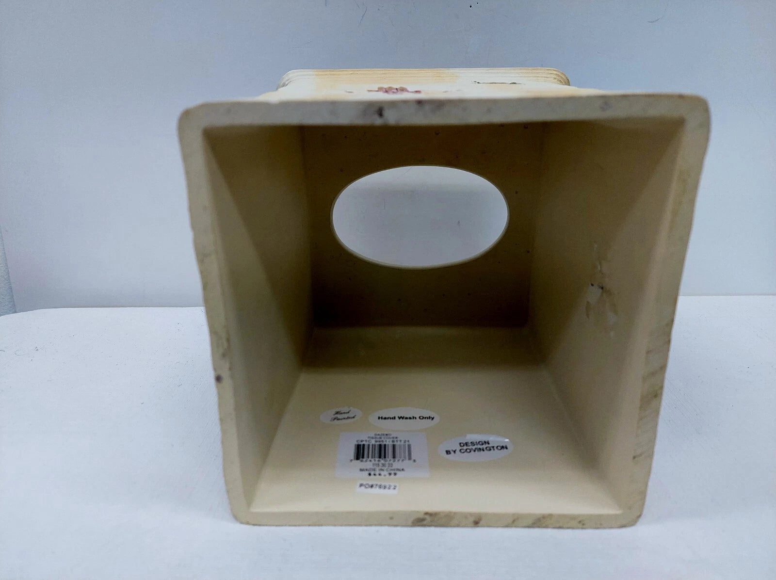 Tissue Box Cover Ceramic Floral Hand Painted Gazebo Carved Design by Covington | eBay