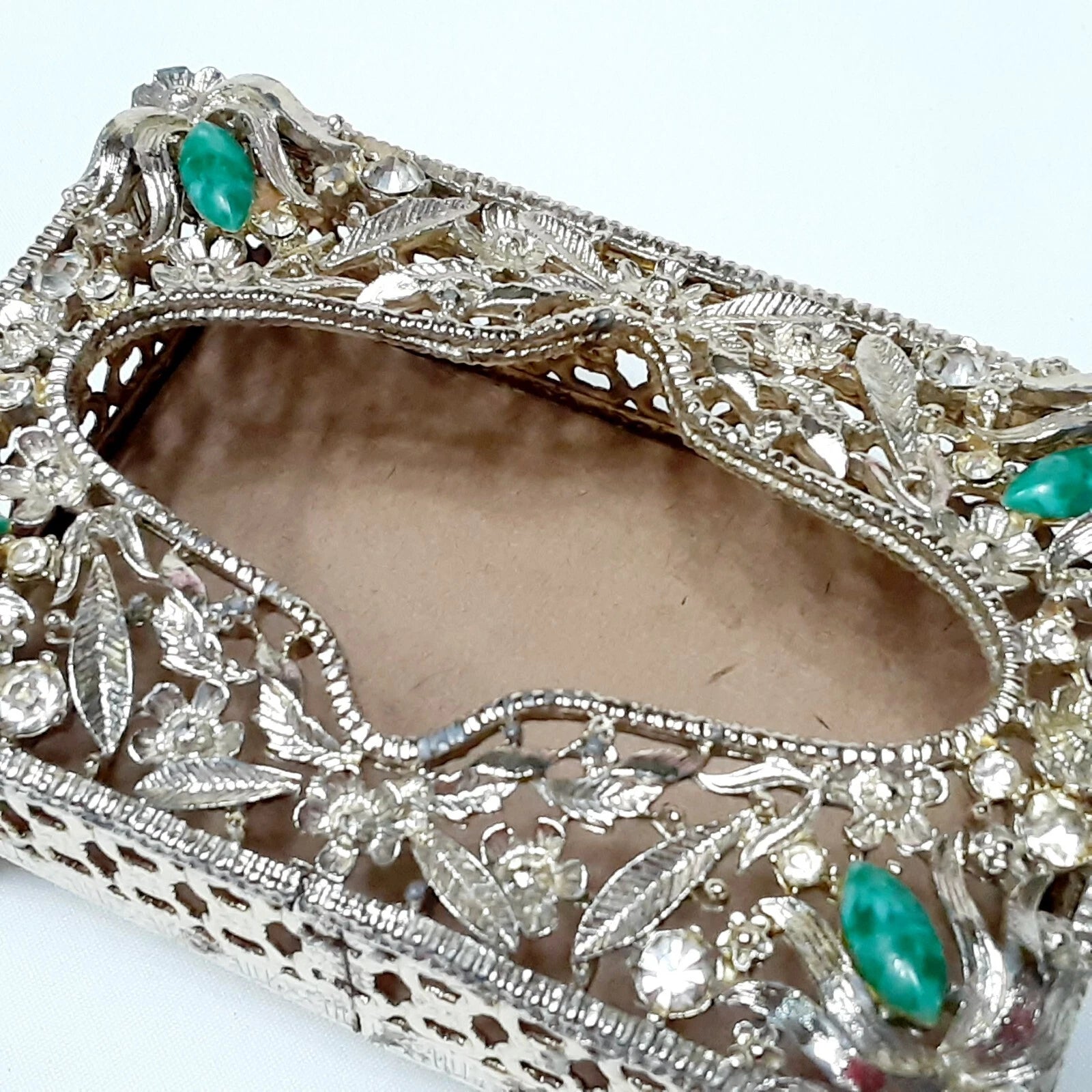 Vtg Footed Metal Pocket Tissue Box Ornate Jeweled Hollywood Regency , As-Is | eBay