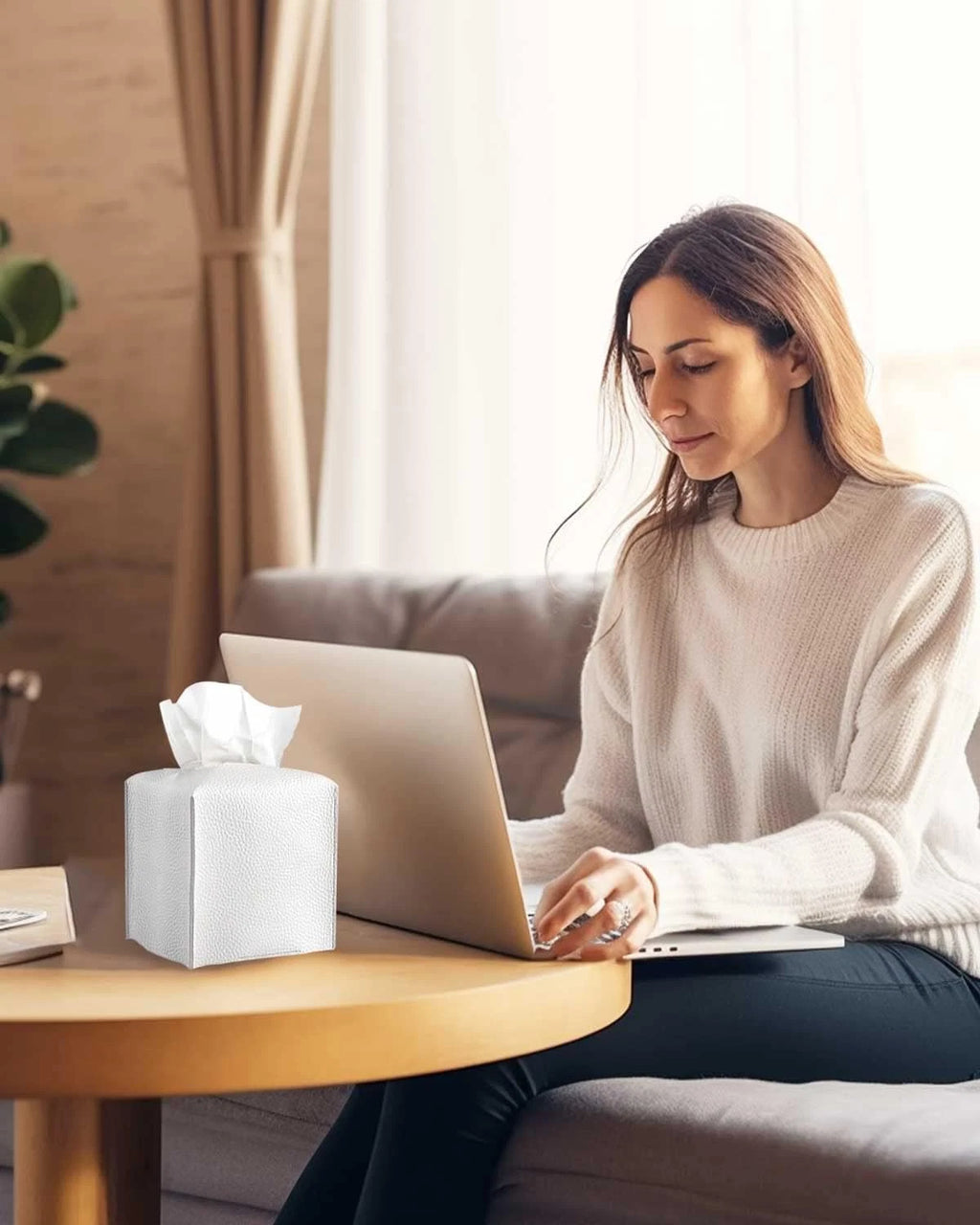Tissue Holder White Tissue Box Cover – Square Leather Tissue Cover Box with Bott | eBay