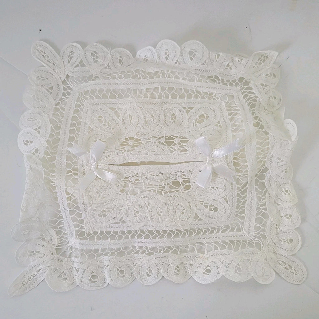 Vintage Kleenex Box Cover Fabric Lace Bows Fits 12" x 6" Box Handmade 1980's | eBay