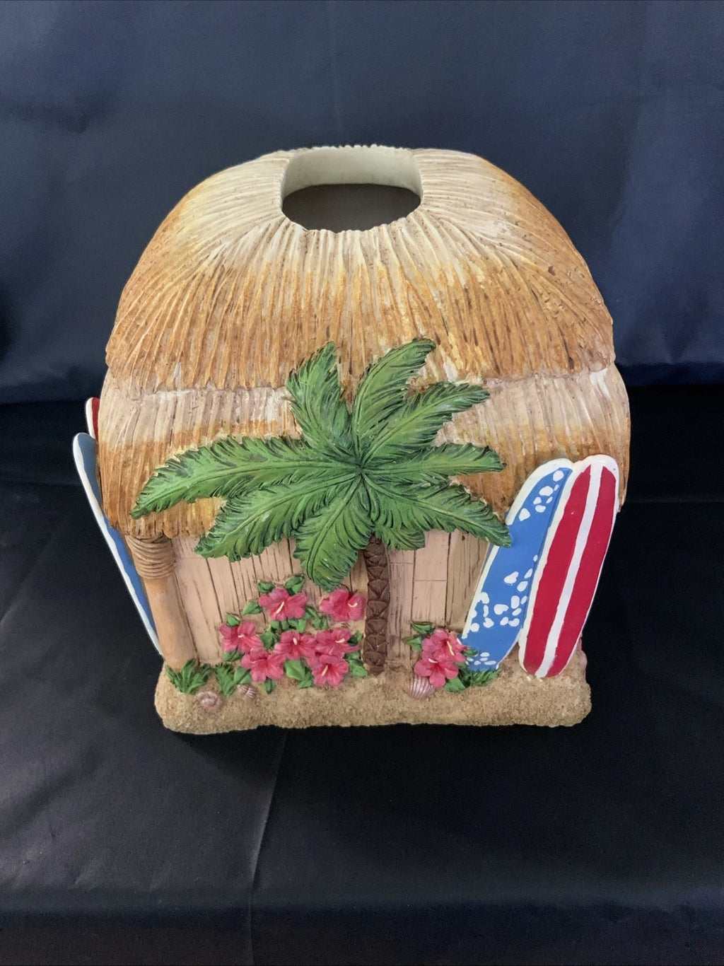 Tissue Box Cover Holder Tiki Hut Surf Board Tropical Beach House Hawaiian Heavy | eBay