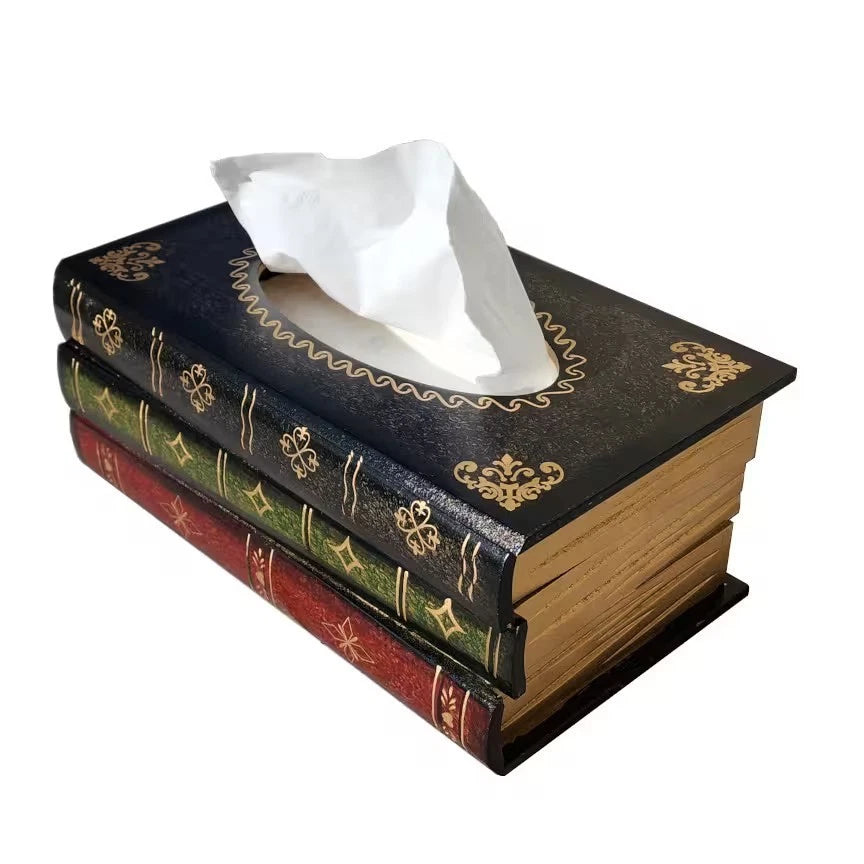 Crafted Classical Retro Wooden Tissue Box Cover – Antique Book Design Multicolor | eBay