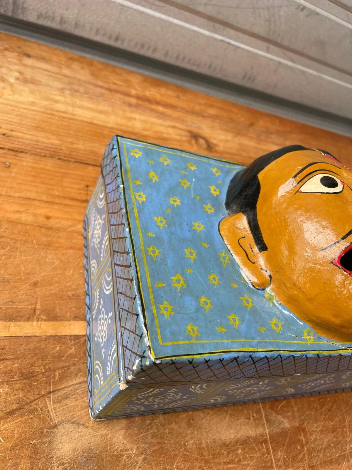 Vintage India Paper Mache Art Mask Hand Painted Handmade Tissue Box | eBay