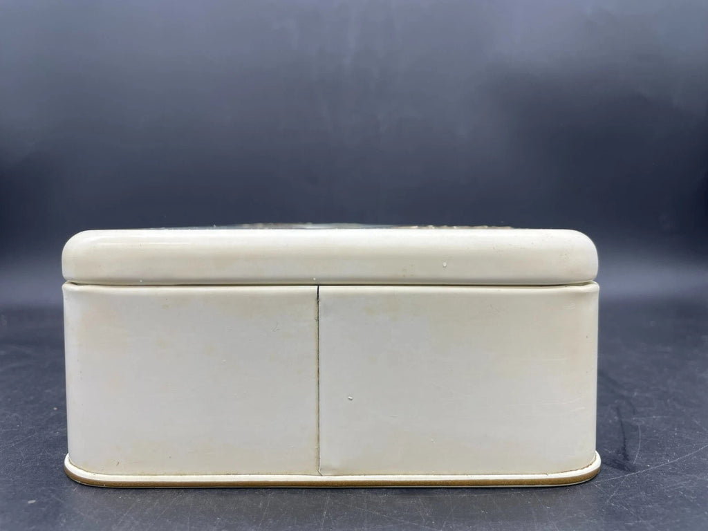 Vintage Ransburg 1950s Retro Hand Painted White and Gold Metal Tissue Box | eBay