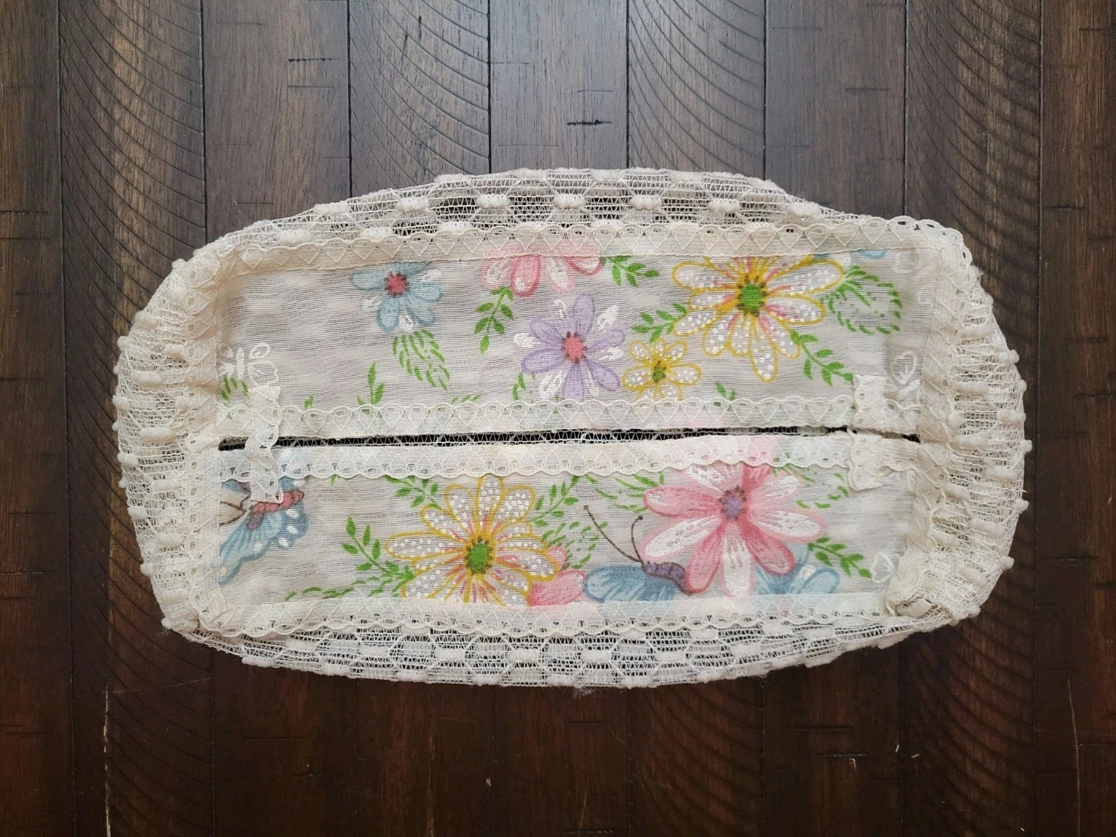 Vintage Cream Floral Crocheted Tissue Box Cover with Lace Trim | eBay