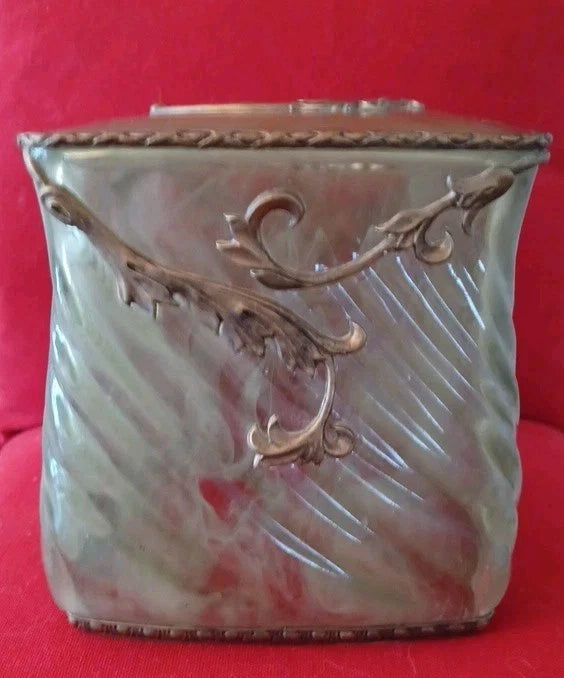 Allegro Faux Marble with Brass toned Embellishments Tissue Box Cover; green tint | eBay