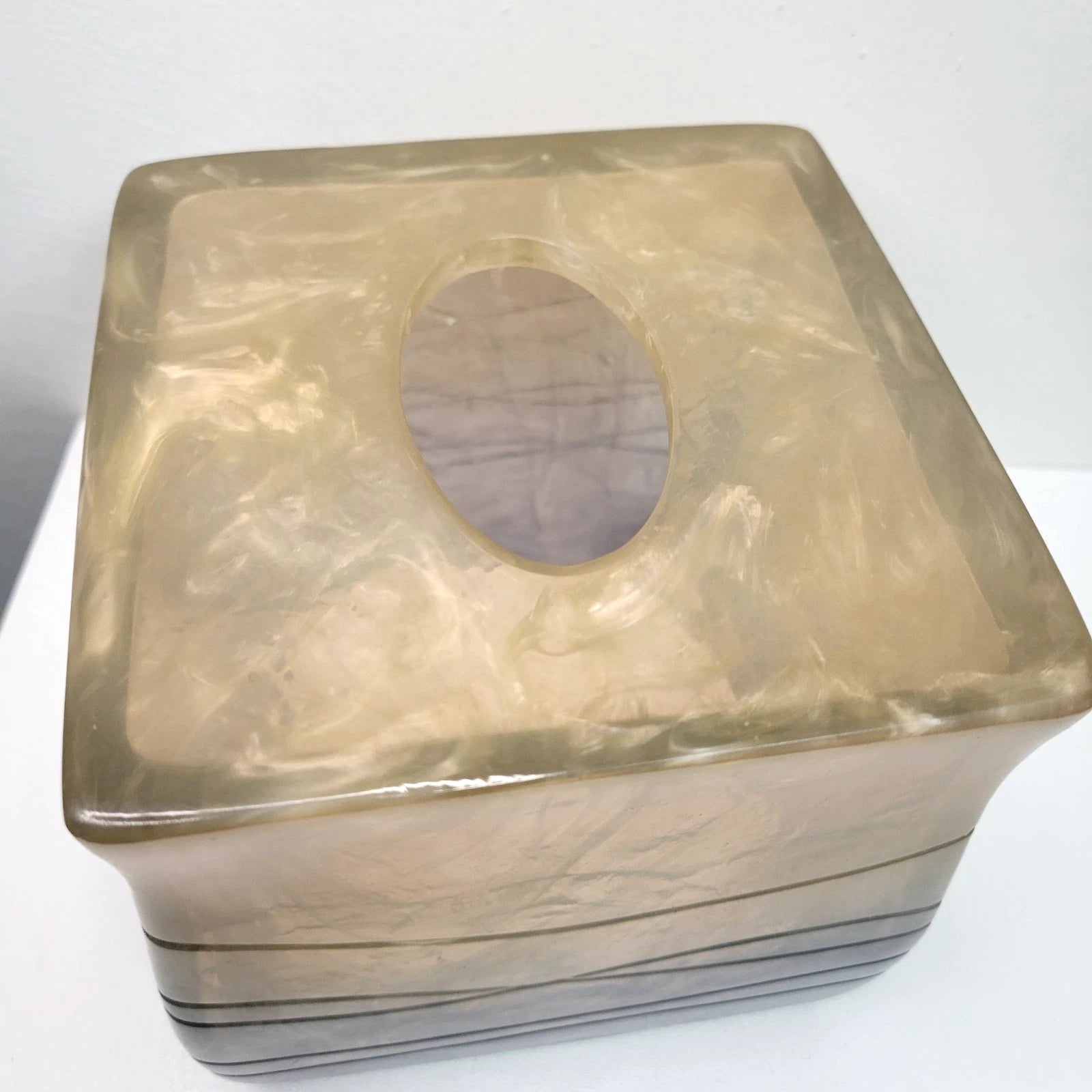 Bacova Guild Tissue Box Cube Cover Acrylic Translucent - Gemstone blue/brown $60 | eBay