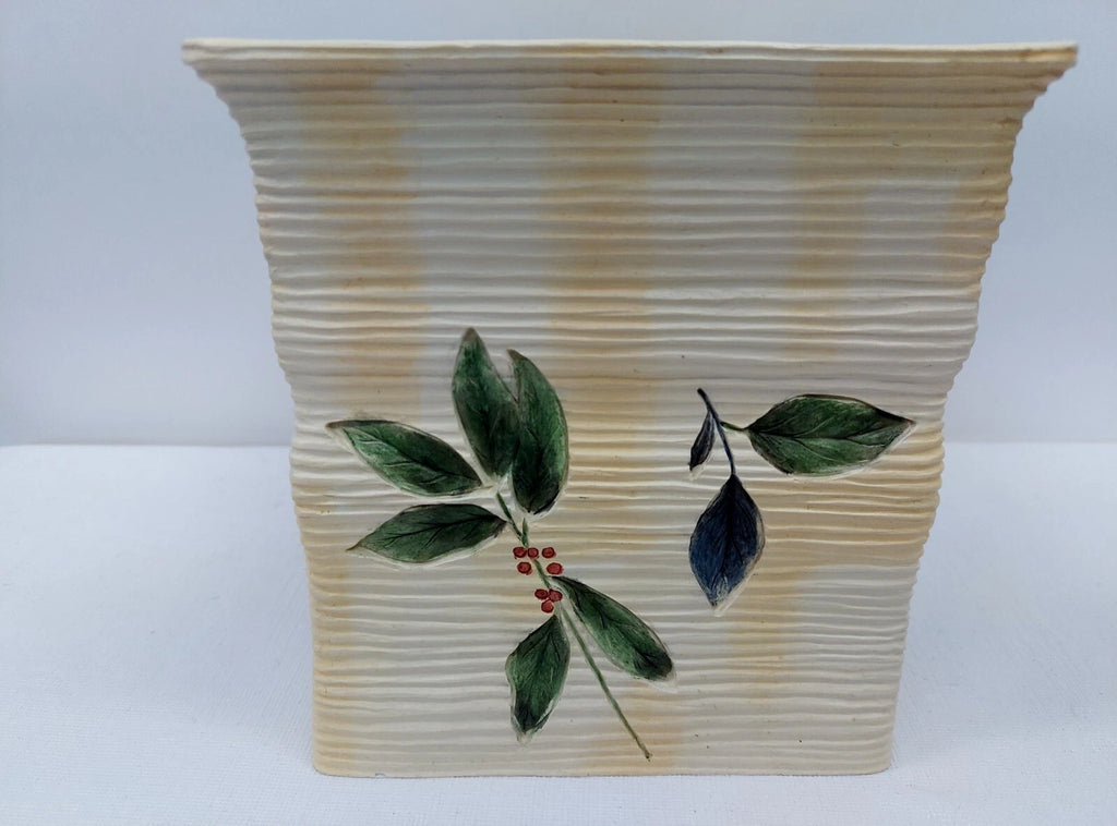 Tissue Box Cover Ceramic Floral Hand Painted Gazebo Carved Design by Covington | eBay