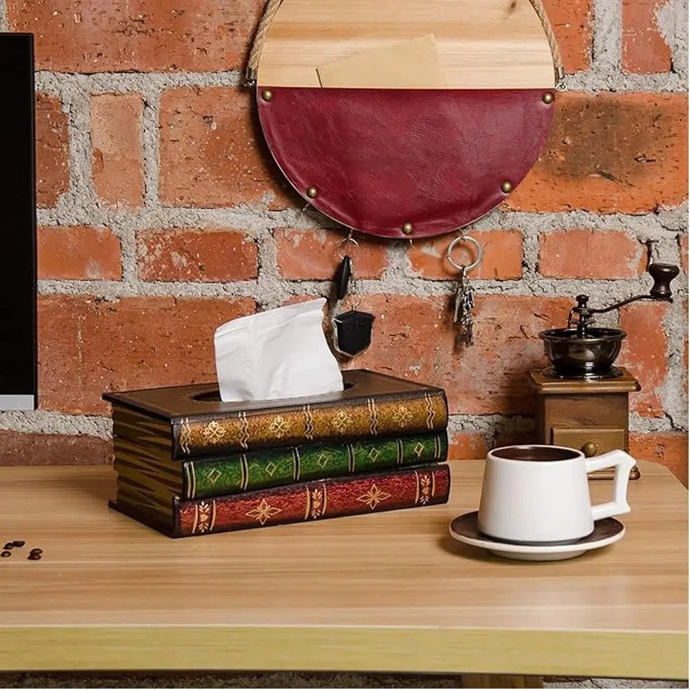 Classical Wooden Antique Book Tissue Box Cover Rectangular Tissue box (red-top) | eBay