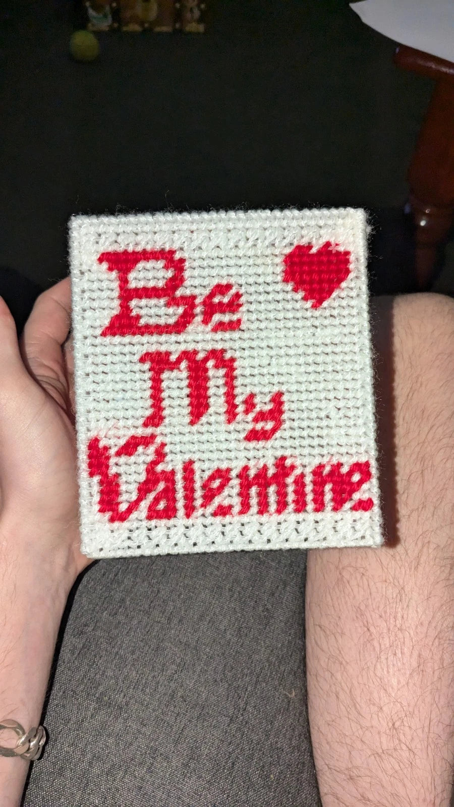 Handmade Artisan Valentine Needlepoint Boutique Tissue Box Cover Red White | eBay