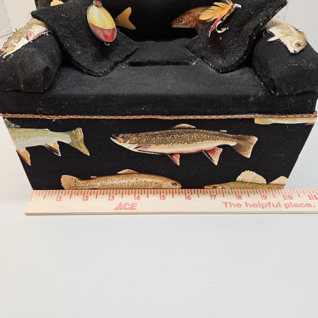 Tissue Box Cover Fishing Sofa Fish Couch Padded Cushions Ocean Theme Decor 9x5x4 | eBay
