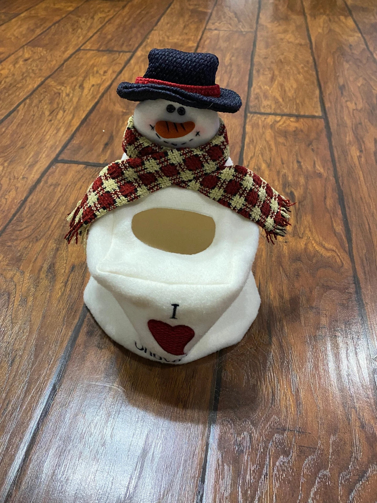 I Love Snowmen Tissue Box Cover Fabric White With Scarf Embrodered | eBay