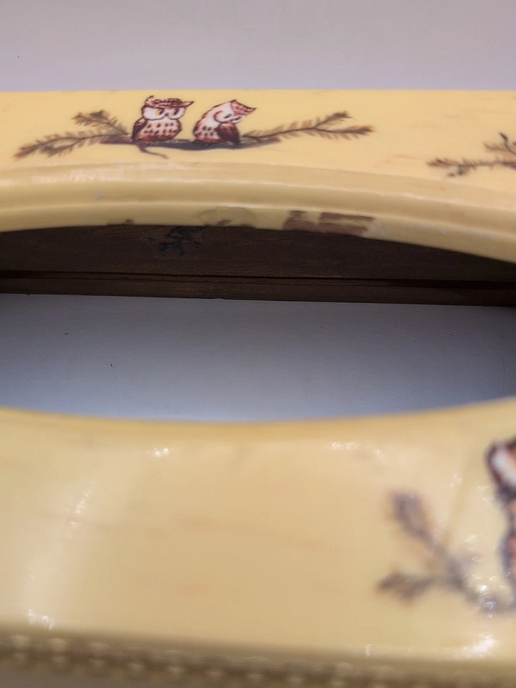 Vintage MCM Tissue Box Cover Yellow With Owl Design Wood & Plastic 11x6" | eBay