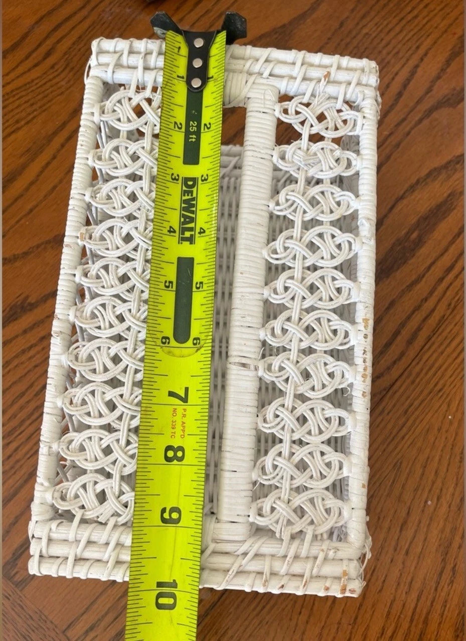 Vintage Woven WHITE WICKER Kleenex TISSUE BOX COVER Holder RECTANGLE | eBay