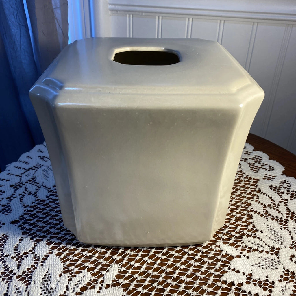 Cream Tissue Box Cover Stoneware 6” T X 6.50” W | eBay