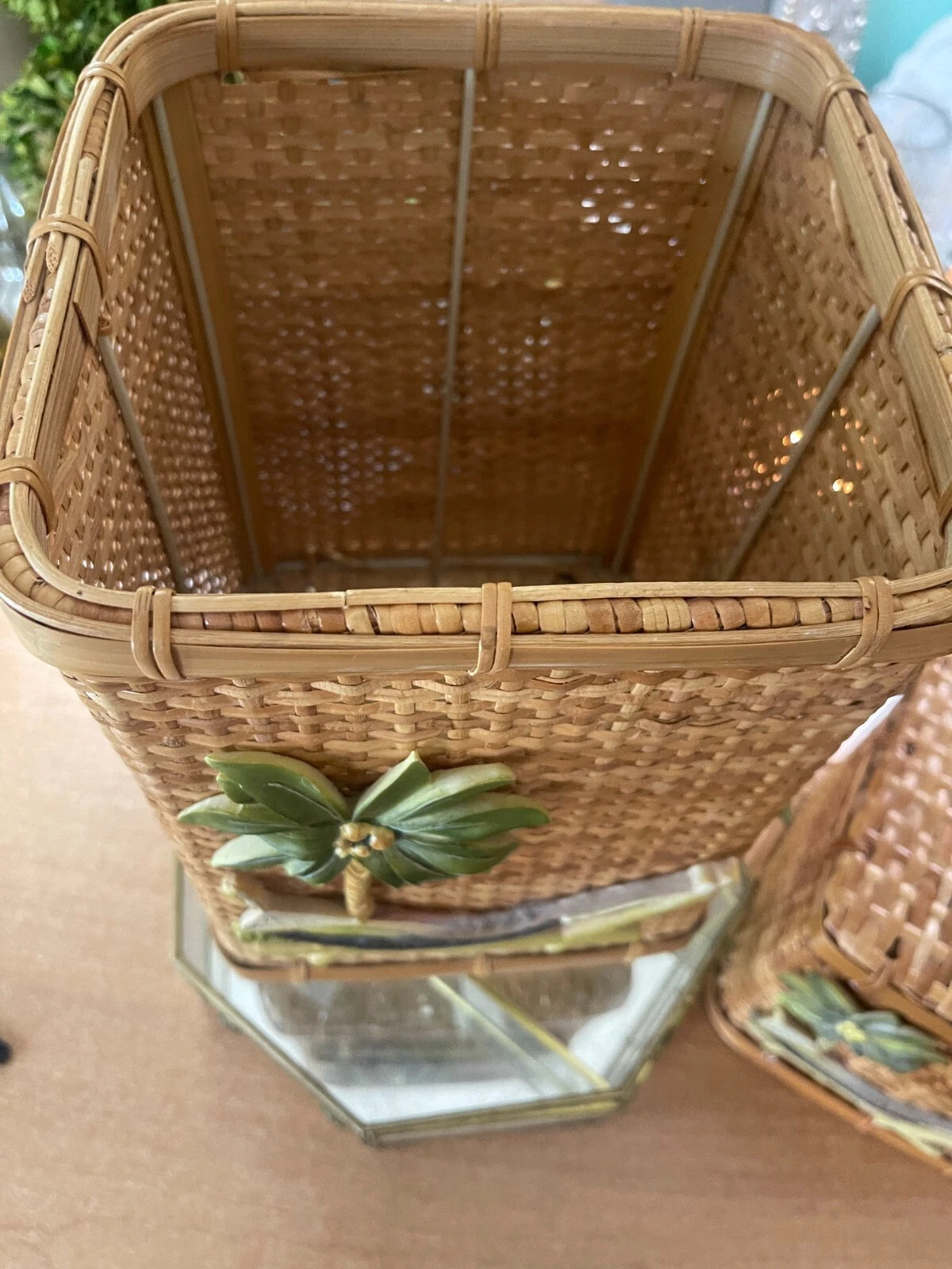 Wicker/Rattan Tropical Decor, Tissue Box /Box, Palm Tree & Hammock, Boho | eBay