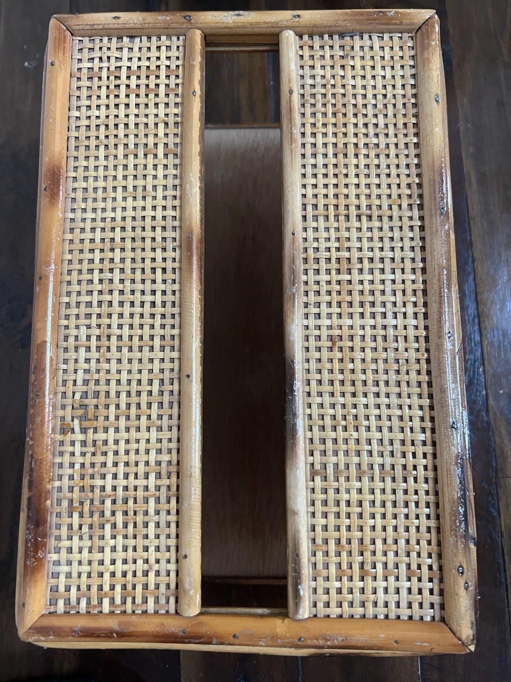 Vintage MCM Bamboo Wood Tissue Box Holder Sturdy Solid Piece | eBay